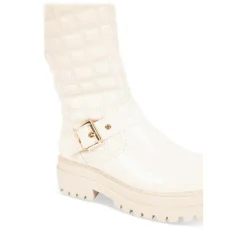 Bottes BEIGE Femme Motif Vernis Fermeture éclair
