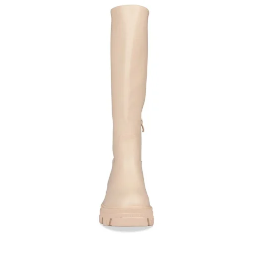 Bottes BEIGE Femme Motif Uni A Enfiler