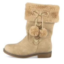 Bottes BEIGE Fille Motif Coeurs Fermeture éclair