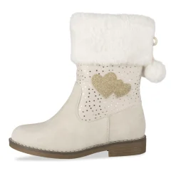 Bottes BEIGE Fille Motif Coeurs Fermeture éclair