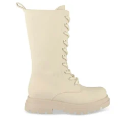 Bottes BEIGE Fille Motif Uni Lacets
