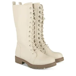 Bottes BEIGE Fille Motif Uni Lacets