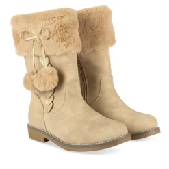 Bottes BEIGE Fille Motif Coeurs Fermeture éclair