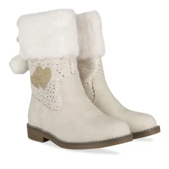 Bottes BEIGE Fille Motif Coeurs Fermeture éclair