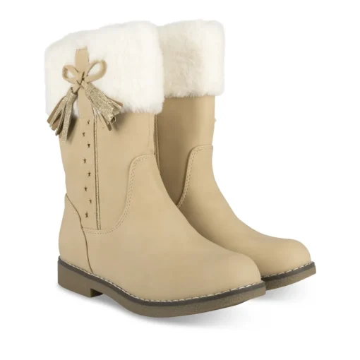 Bottes BEIGE Fille Motif Uni Fermeture éclair