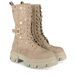 Bottes BEIGE Fille Motif Uni Lacets