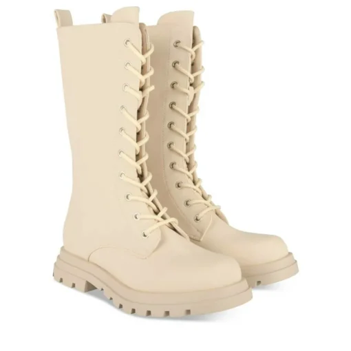 Bottes BEIGE Fille Motif Uni Lacets