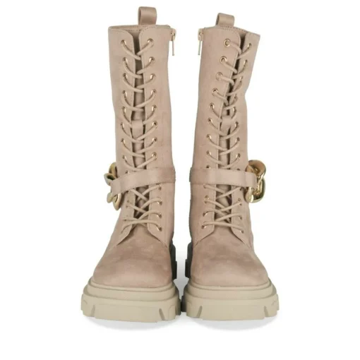 Bottes BEIGE Fille Motif Uni Lacets