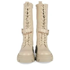 Bottes BEIGE Fille Motif Uni Lacets