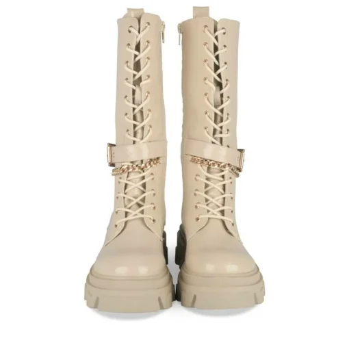 Bottes BEIGE Fille Motif Uni Lacets