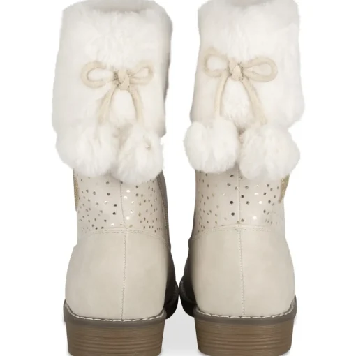 Bottes BEIGE Fille Motif Coeurs Fermeture éclair