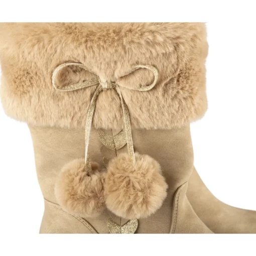 Bottes BEIGE Fille Motif Coeurs Fermeture éclair