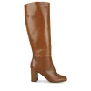 Bottes COGNAC Femme CUIR Motif Uni A Enfiler