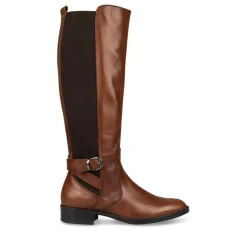Bottes COGNAC Femme CUIR Motif Uni Fermeture éclair