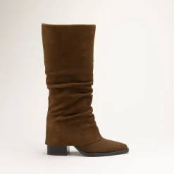 Bottes COGNAC Femme CUIR Motif Uni A Enfiler