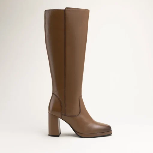 Bottes COGNAC Femme CUIR Motif Uni Fermeture éclair