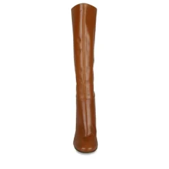 Bottes COGNAC Femme CUIR Motif Uni A Enfiler