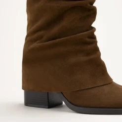Bottes COGNAC Femme CUIR Motif Uni A Enfiler