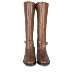 Bottes COGNAC Femme CUIR Motif Uni Fermeture éclair