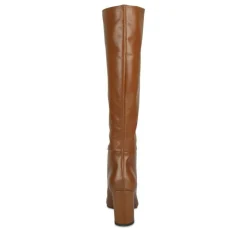 Bottes COGNAC Femme CUIR Motif Uni A Enfiler