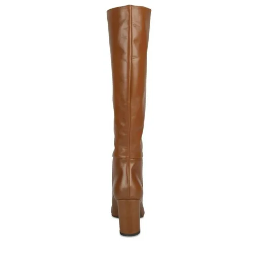 Bottes COGNAC Femme CUIR Motif Uni A Enfiler