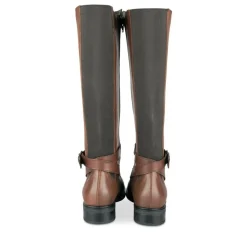 Bottes COGNAC Femme CUIR Motif Uni Fermeture éclair