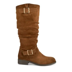 Bottes COGNAC Femme Motif Uni Fermeture éclair