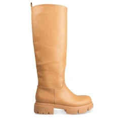 Bottes COGNAC Femme Motif Uni A Enfiler