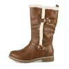 Bottes COGNAC Femme Motif Uni A Enfiler