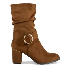 Bottes COGNAC Femme Motif Uni Fermeture éclair