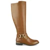 Bottes COGNAC Femme Motif Chaîne Fermeture éclair