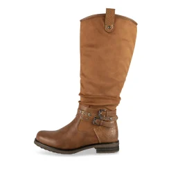 Bottes COGNAC Femme Motif Uni A Enfiler