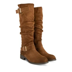 Bottes COGNAC Femme Motif Uni Fermeture éclair