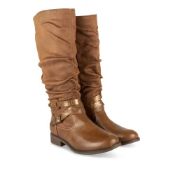Bottes COGNAC Femme Motif Uni Fermeture éclair