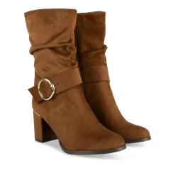 Bottes COGNAC Femme Motif Uni Fermeture éclair