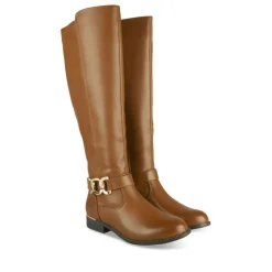 Bottes COGNAC Femme Motif Chaîne Fermeture éclair