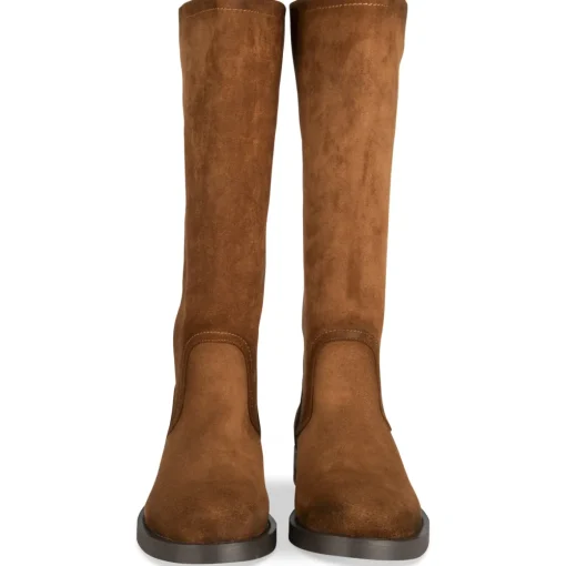Bottes COGNAC Femme Motif Uni A Enfiler