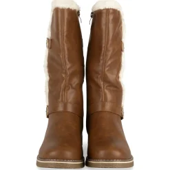 Bottes COGNAC Femme Motif Uni A Enfiler
