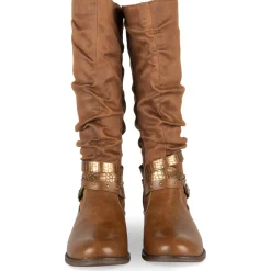 Bottes COGNAC Femme Motif Uni Fermeture éclair