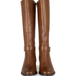 Bottes COGNAC Femme Motif Uni Fermeture éclair