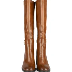 Bottes COGNAC Femme Motif Uni Fermeture éclair