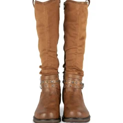 Bottes COGNAC Femme Motif Uni A Enfiler
