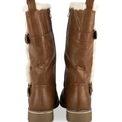 Bottes COGNAC Femme Motif Uni A Enfiler
