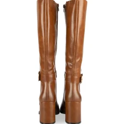 Bottes COGNAC Femme Motif Uni Fermeture éclair