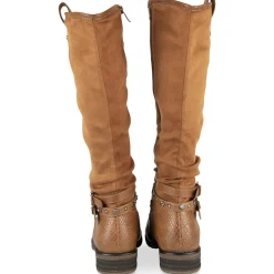 Bottes COGNAC Femme Motif Uni A Enfiler