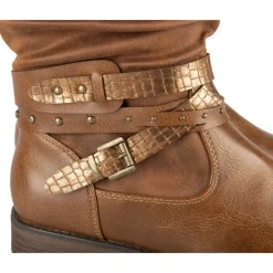 Bottes COGNAC Femme Motif Uni Fermeture éclair