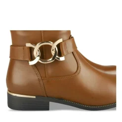 Bottes COGNAC Femme Motif Chaîne Fermeture éclair