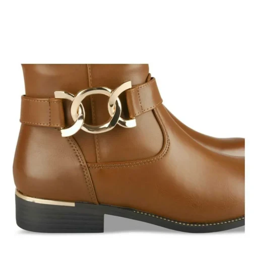 Bottes COGNAC Femme Motif Chaîne Fermeture éclair