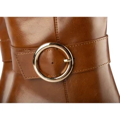 Bottes COGNAC Femme Motif Uni Fermeture éclair