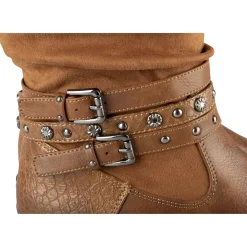 Bottes COGNAC Femme Motif Uni A Enfiler